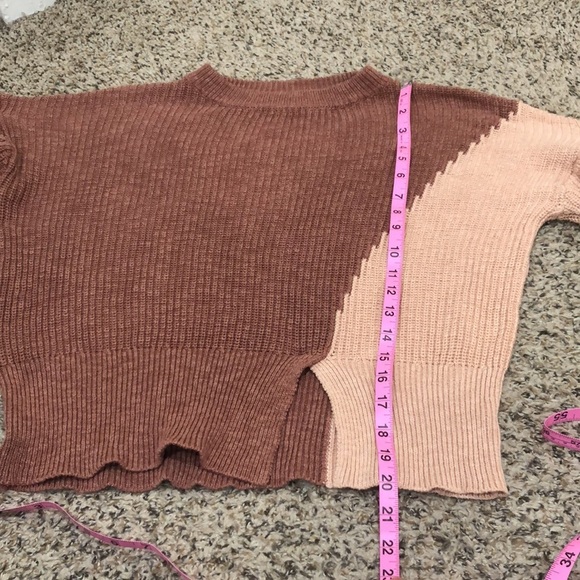 Anthropologie Skies Are Blue Sweater Size Medium Mauve Dusty Pink Puff Sleeve - Picture 10 of 11